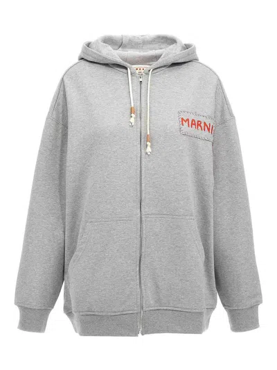 MARNI LOGO PATCH HOODIE