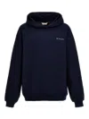 Shop Marni Logo Print Hoodie In Blue