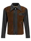 Marni Black Leather Jacket With Split-leather Front Panel In Black