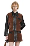 Marni Black Leather Jacket With Split-leather Front Panel In Black