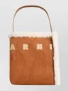Marni Suede Bag With Shearling Trim And Single Handle