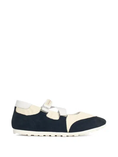 Marni Ballerina Shoes Round Toe Two Tone Strap In Black