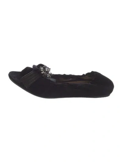 Pre-owned Marni Suede Bow Accents Ballet Flats In Black