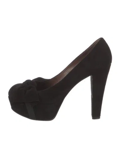 Pre-owned Marni Suede Bow Accents Pumps In Black