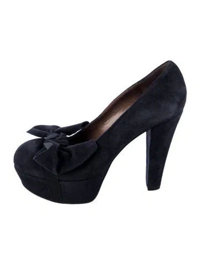 Pre-owned Marni Suede Bow Accents Pumps In Blue
