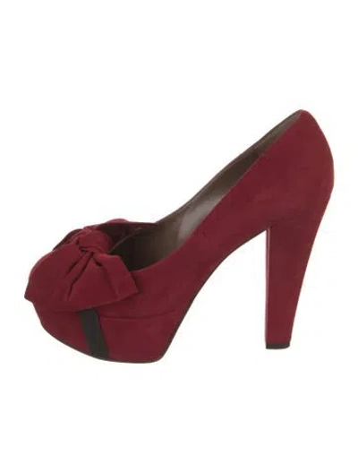 Pre-owned Marni Suede Bow Accents Pumps In Red