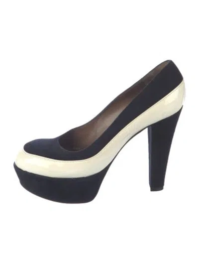 Pre-owned Marni Suede Colorblock Pattern Pumps In Blue