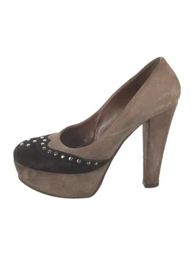 Pre-owned Marni Suede Colorblock Pattern Pumps In Brown
