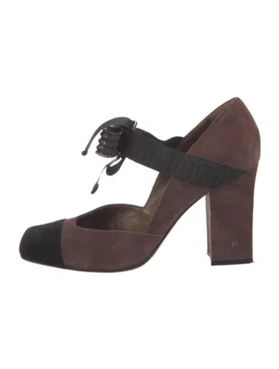 Pre-owned Marni Suede Colorblock Pattern Pumps In Brown