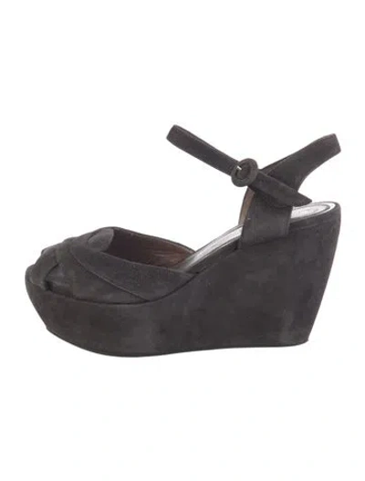 Pre-owned Marni Suede Cutout Accent Espadrilles In Gray