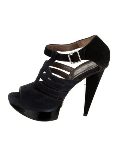 Pre-owned Marni Suede Cutout Accent Pumps In Blue