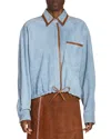 Marni Suede Drawcord Shirt In Blue