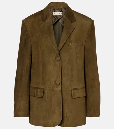 Marni Suede Jacket In Green