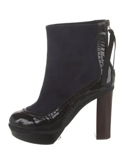 Pre-owned Marni Suede Lasercut Accents Boots In Blue