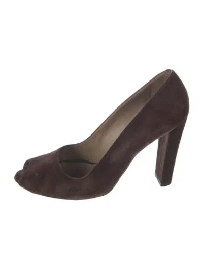 Pre-owned Marni Suede Leather Trim Embellishment Pumps In Brown
