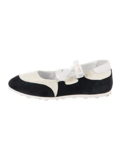 Pre-owned Marni Suede Mary Jane Flats In Blue