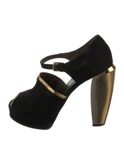 Pre-owned Marni Suede Mules In Black