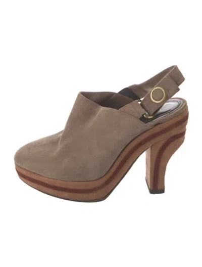 Pre-owned Marni Suede Mules In Neutrals