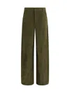 Marni Green Pants With Wide Leg And Logo Patch On The Rear