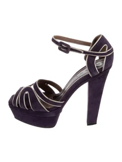 Pre-owned Marni Suede Printed Sandals In Purple