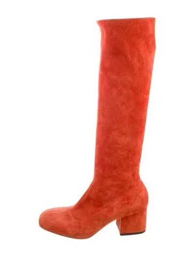 Pre-owned Marni Suede Riding Boots In Orange