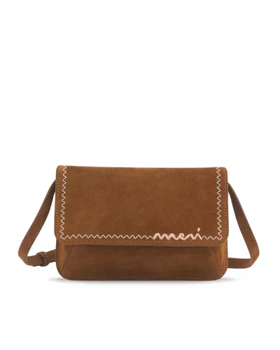 Marni Suede Shoulder Bag With  Mending In Brown