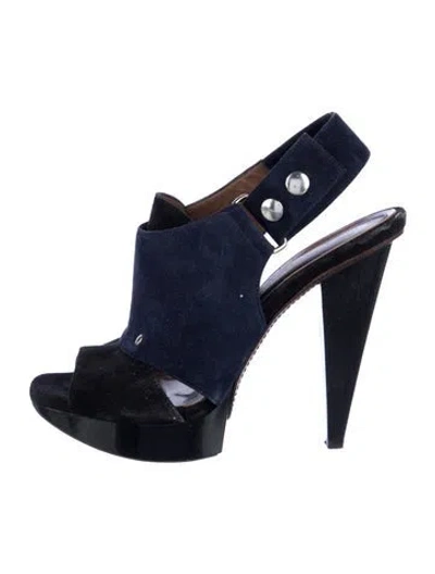 Pre-owned Marni Suede Slingback Pumps In Blue