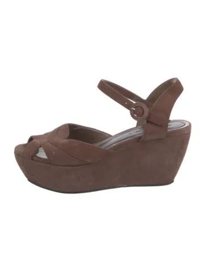Pre-owned Marni Suede Slingback Sandals In Brown