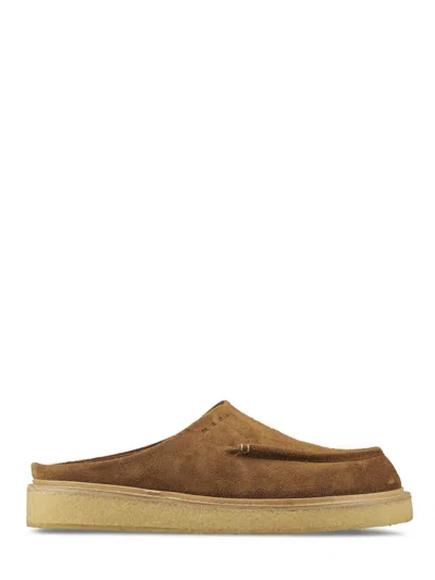 Marni Suede Slip-on Sandals With Cushioned Sole In Brown