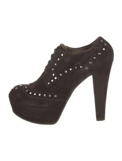 Pre-owned Marni Suede Studded Accents Pumps In Brown