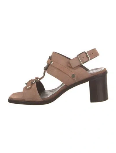 Pre-owned Marni Suede Studded Accents T-strap Pumps In Brown