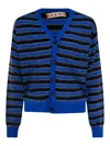 Marni Striped Wool And Mohair Cardigan In Blue