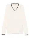 Marni Cable Knit V-neck Sweater In White