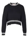 Marni Roundneck Crewneck Crop Distressed Ribbed Contrast