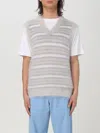 Marni Soft Striped Sleeveless V-neck Vest In Grau