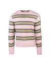 Marni Pink Striped Mohair Sweater In Pink