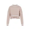 Marni Distressed Cropped Knitted Sweater In Pink