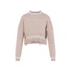 Marni Distressed Cropped Knitted Sweater In Pink