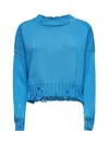 Marni Women Light Blue Cotton Crop Sweater In Azure
