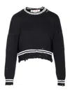 Marni Roundneck Crewneck Crop Distressed Ribbed Contrast In Black