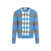 Marni Blue Stripe Sweater With Argyle Motif In Blue