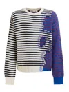 Marni Multicolor Striped Needle Punch Sweater In Blue