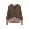Marni Two Tone V Neck Cardigan In Brown