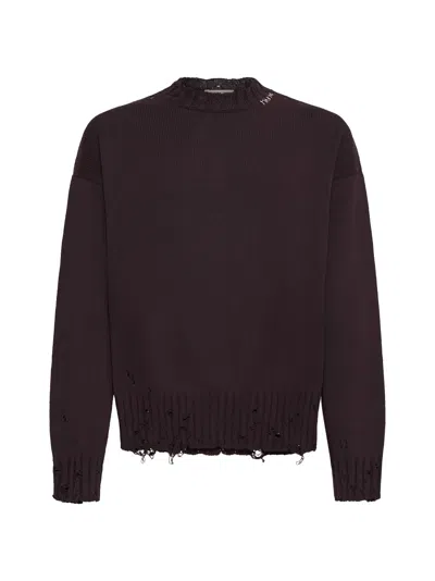 Marni Maroon Destroyed Effect Sweater In Red