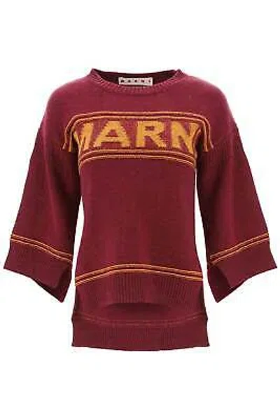 Pre-owned Marni Sweater In Jacquard Knit With Logo In Red