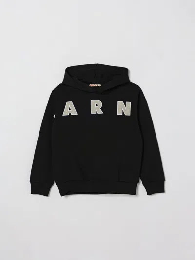 Marni Kids'  Cotton Hoodie With Logo In Black
