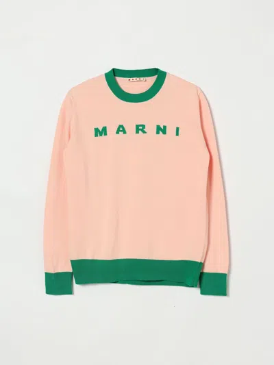 Marni Kids Logo Intarsia-knit Jumper In Pink