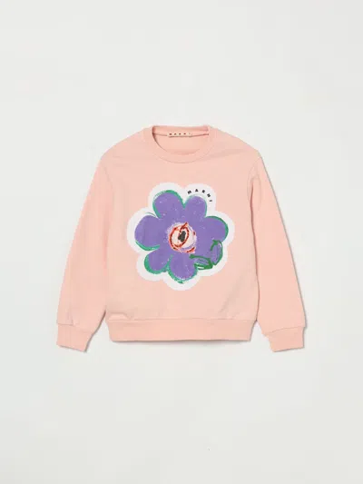 Marni Kids Flower Patch Crewneck Sweatshirt In Pink