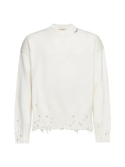 Marni Beige Cropped Sweater In Lily White