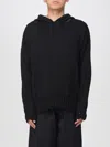 Marni Drawstring Distressed Knitted Hoodie In Black